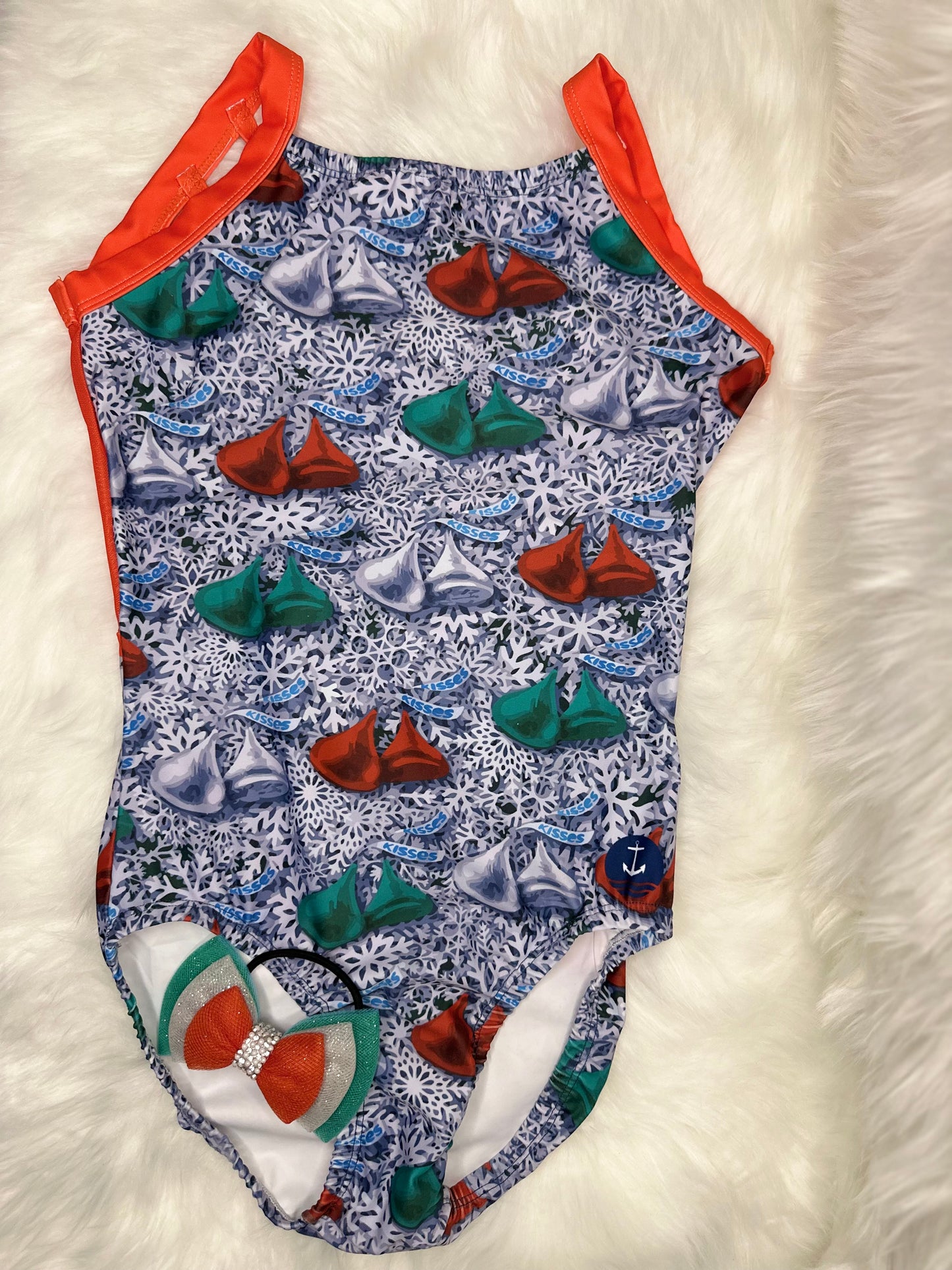 Anchor Active Wear Christmas Kisses Leotard/Triple Bow Combo Adult Extra Small