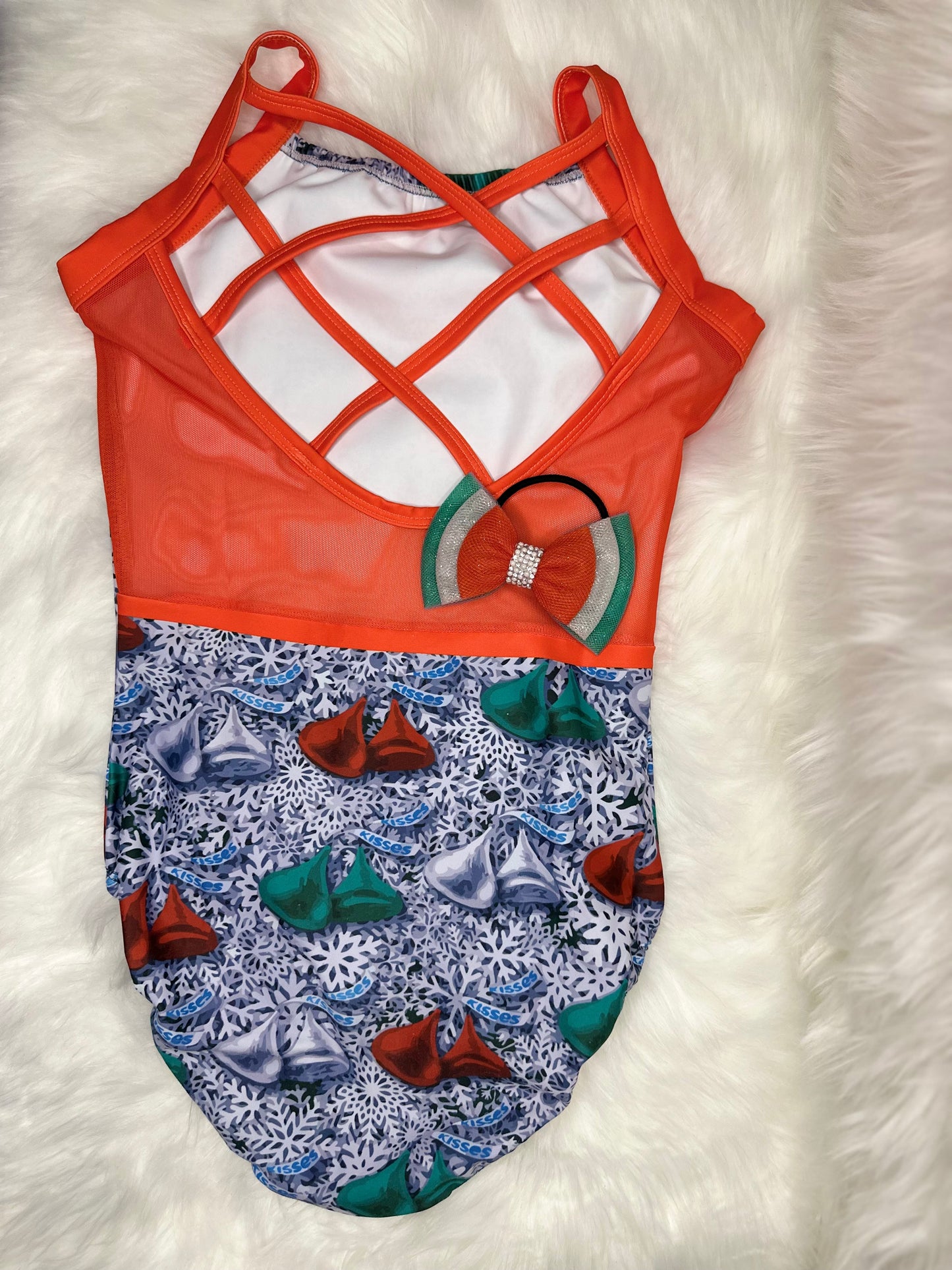 Anchor Active Wear Christmas Kisses Leotard/Triple Bow Combo Adult Extra Small