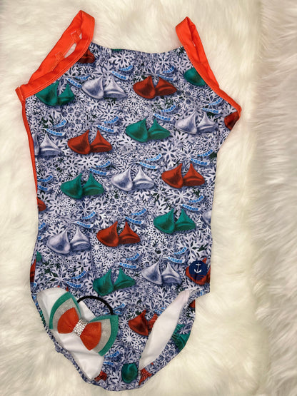 Anchor Active Wear Christmas Kisses Leotard/Triple Bow Combo Adult Extra Small