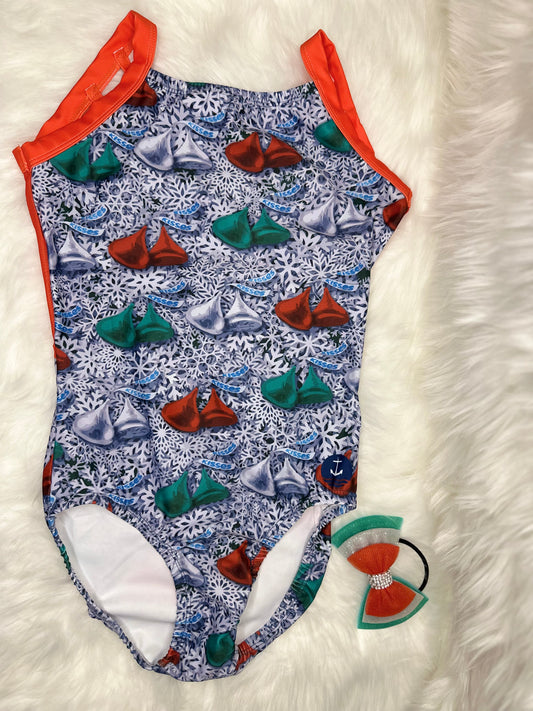 Anchor Active Wear Christmas Kisses Leotard/Triple Bow Combo Adult Extra Small